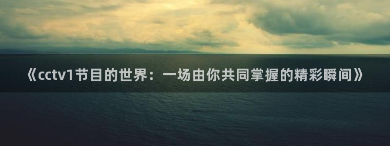 833篮球直播免费高清直播：《cctv1节目的世界：一场由你共同掌握的精彩瞬间》